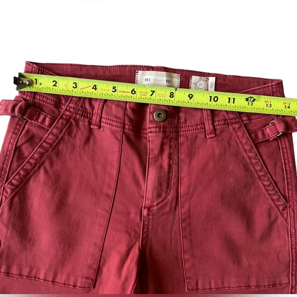 HEI HEI Pants 25 Anthropologie rust skinny cargo pockets red orange stretch - Picture 10 of 13